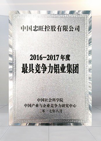 中國社會科學院“2016-2017年度最具競爭力鋁業集團”